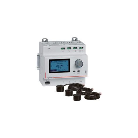 Legrand – Pack écocompteur modulaire avec 3 tores fermés 60A – Tension 100-240V – Courant nominal 72A – Électronique avec affichage numérique