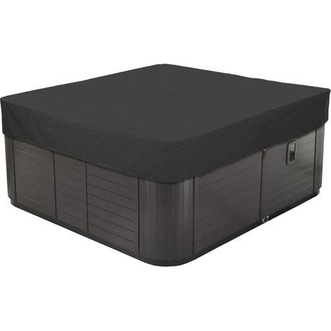 Couverture pour Bain à Remous Extérieur, Housse de Protection pour Spa en Tissu Oxford 210D Imperméable Anti-poussière Bache de Piscine Carrée,Noir,231x231x30cm (1/4)