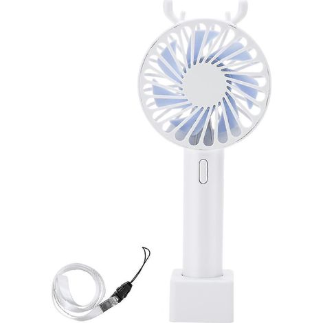 Mini ventilateur portable à motif de bois de cerf, 3 vitesses, embouts rafraîchissants pour une utilisation extérieure ou de bureau - Blanc et bleu (1/5)