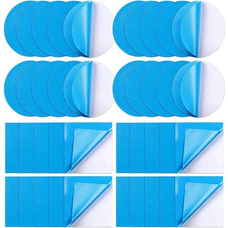 Patchs de réparation autocollants pour piscine 40 pièces – Kit de réparation PVC 7 cm – 20 patchs ronds et 20 carrés – Pour piscines matelas gonflables et articles gonflables – Bleu (1/5)