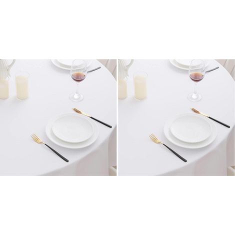 Runde Tischdecke 120 cm Weiß, abwaschbar, wasserabweisend, 2er-Pack