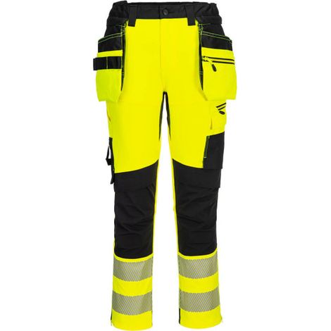 Pantalón DX4 A.V de tejido elástico con cintas reflectantes y 16 bolsillos talle alto DX454 42 pulgadas (talla 54) Amarillo / Negro