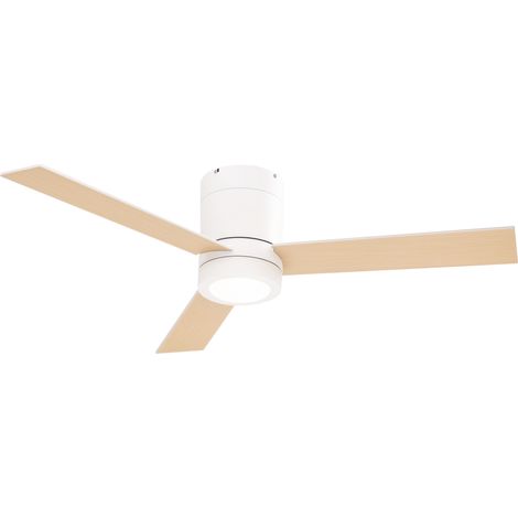 Deckenventilator mit LED-Beleuchtung, 2-in-1-Design, Timer und Fernbedienung, weiß und naturfarbenes Holz