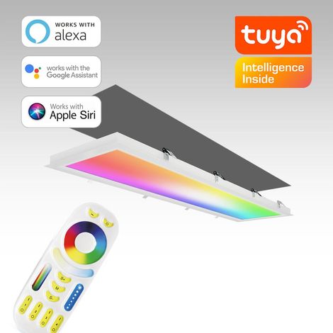 RGB+CCT LED Panel 120x30cm inkl. MiBoxer Smarthomesteuerung 48W 24V Rahmen weiß - Panelmontage: Einbaurahmen weiß (1/5)