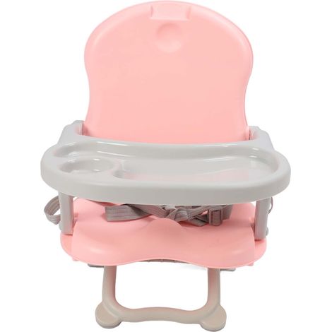 Chaise haute pliable pour tout-petit avec tablette amovible, hauteur réglable, facile à nettoyer et portable (rose). (1/5)