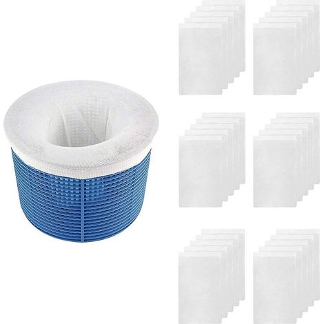 Chaussettes filtrantes pour écumoire de piscine, lot de 30, chaussettes de protection pour panier de filtre de piscine, chaussettes filtrantes réutilisables en maille ultra-fine pour récupérer les déb (1/5)