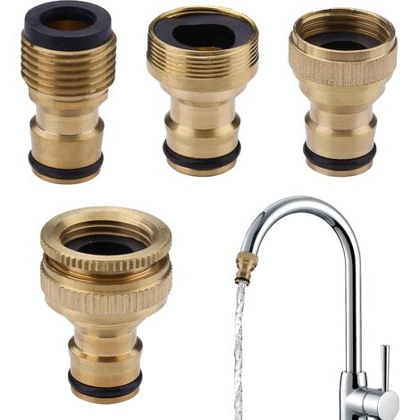 4 Emballage Raccord Tuyau d'arrosage en Laiton, 3/4" (1/5)