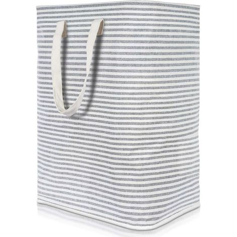 72L Foldable Waterproof Fabric Laundry Basket with Large Capacity, Grey, 40x30x60cm (1/5)