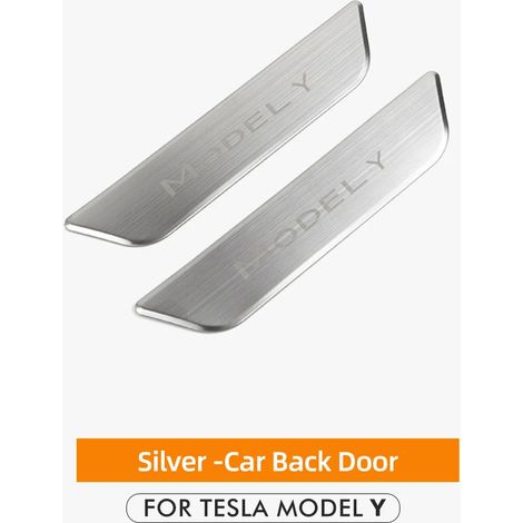 (argent 1) Heenvn Revêtement décoratif de seuil de porte pour Tesla Model Y 2023 Accessoires Bande de protection de pédale Model Y Fibre de carbone (1/3)