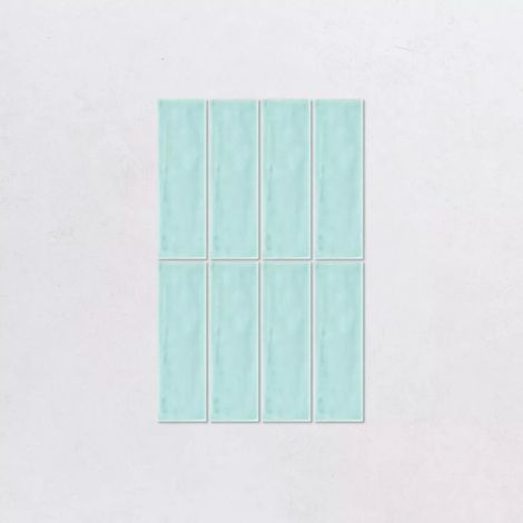 Faience Effet Zellige Turquoise Clair NOUR Aqua 6,5x20cm (1/2)