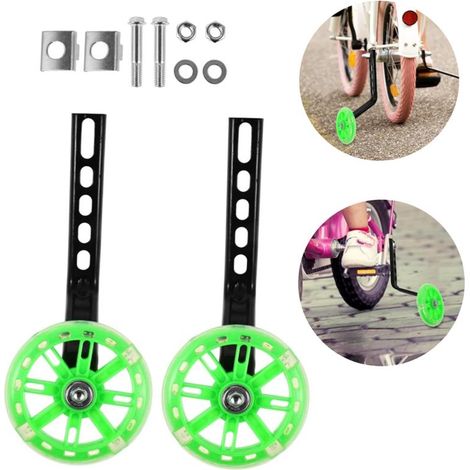 Roulettes stabilisatrices de vélo, universelles, LED, vertes (1/5)