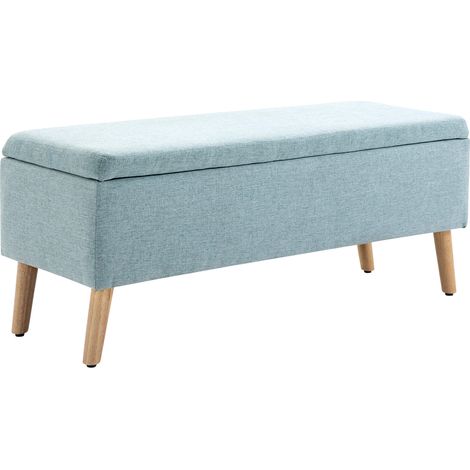 Banco de almacenamiento verde claro 110 x 39 x 45 cm de poliéster y madera de caucho HOMVRA (1/5)