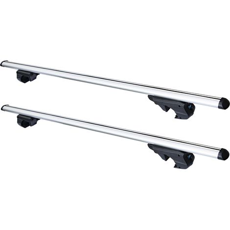 Lupex Shop - Barre da tetto portapacchi universali 120cm, per tettuccio auto, con serratura antifurto, per binari rialzati larghezza fino a 105 cm (1/4)