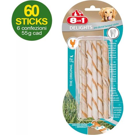 60 Rotolini Delight Pro dental con carne di pollo antiplacca - OFFERTA RISPARMIO 6 confezioni da 10 rotolini ciascuna