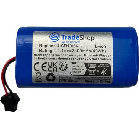 Trade-Shop Li-Ion Akku 14,4V 3400mAh für Shark Ion RVBAT700 RV700 RV720 RV725 RV750, Cecotec Conga 950, 990, 1090, 1190, Excellence, Excellence 990