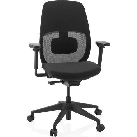 Ergonomischer Bürostuhl Skandis ohne Kopfstütze schwarz / Gestell schwarz hjh OFFICE