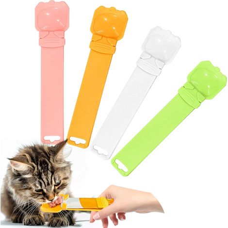 4 pièces de bandes de chat avec mécanisme de protection, distributeur de nourriture pour chat, distributeur de couteaux et distributeur de boissons pour vloeibare snacks et nourriture pour chat (1/5)