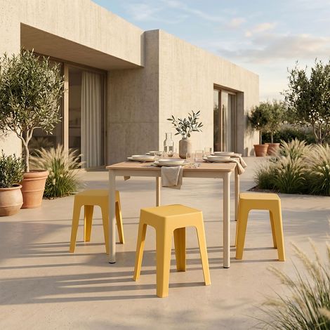 Tabouret - HOME DECO FACTORY - Empilable - Jaune (1/4)