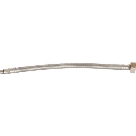 Flexible sanitaire 300mm M 10/100 avec écrou tournant 3/8" - Tuyau EPDM tressé acier inox - Raccords laiton nickelé - Résistant et souple (1/5)