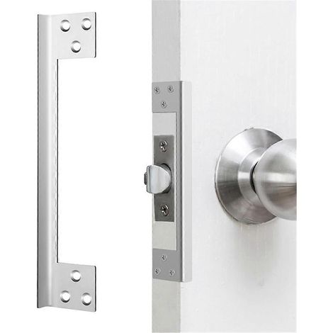 Plaque de protection de loquet de porte de 7 pouces en forme de L, en acier inoxydable, pour la sécurité du loquet de porte - noir [jkw] (1/5)