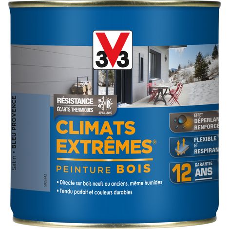 Peinture bois V33 Climats Extrêmes Satin Bleu provence 0,5 L (1/4)