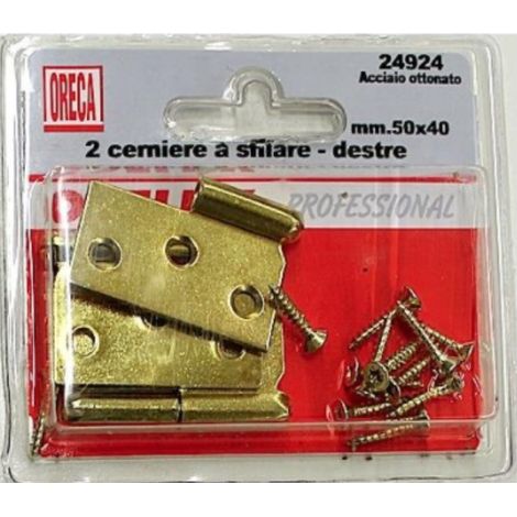 ORECA - 2 CERNIERE A SFILARE DESTRE 50X40MM FERRO OTTONATO