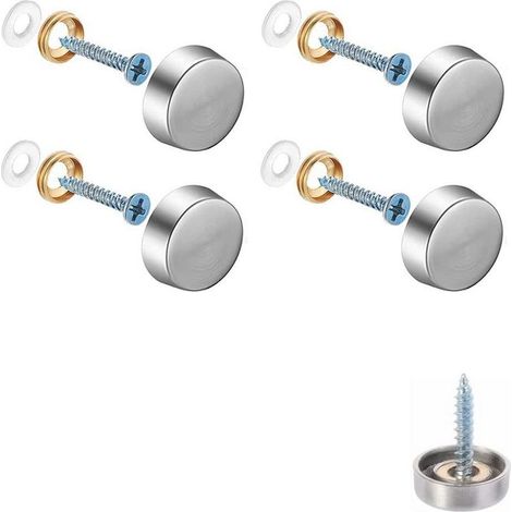 Lot de 4 vis décoratives pour miroir, capuchons décoratifs pour clous, vis décoratives en acier inoxydable poli pour miroirs, armoires ou meubles en verre(0,63"/16 mm) (1/5)