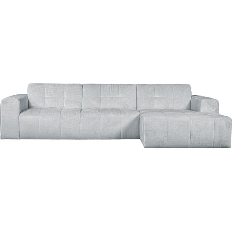 CYNDA Canapé d'angle en tissu capitonné gris - Angle droit (1/5)