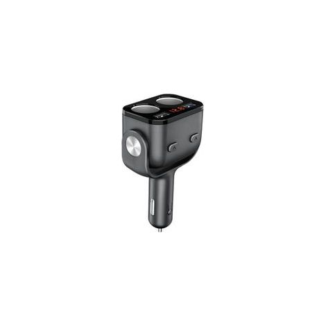 Prise allume-cigare double avec voltmètre intégré – Chargeur voiture universel pour smartphone, tablette et GPS – 1 pièce (1/5)