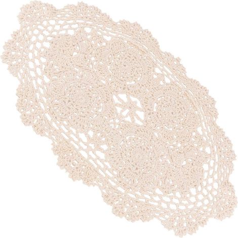Set de table fait main, style rétro, pour décoration, 1 pièce, beige, coton (1/5)