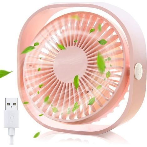 (Pinker) Mini-Ventilator, tragbarer USB-Ventilator, leise, 3 Geschwindigkeitsstufen, USB-Ventilator für Camping, Büro, Sport und Reisen