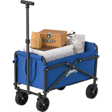 41L Festival Trolley on Wheels, Compact Garden Folding Trolley Cart, 60kg Heavy Duty Collapsible Foldable Wagon with Adjustable Handle Carrying Bag for Beach, Camping, Festival, Blue (1/5)
