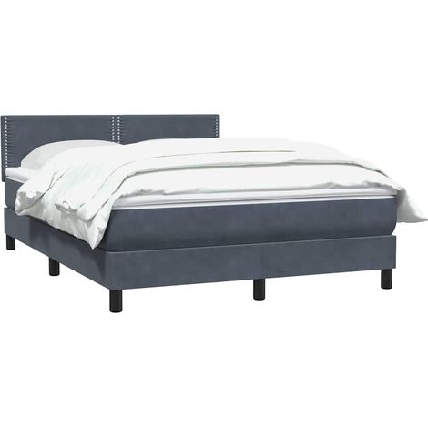 vidaXL Sommier à lattes de lit et matelas gris foncé 160x210cm velours