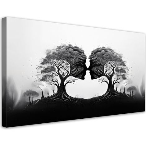 Tableau déco Arbre Kiss Noir et blanc 80x40 (1/5)