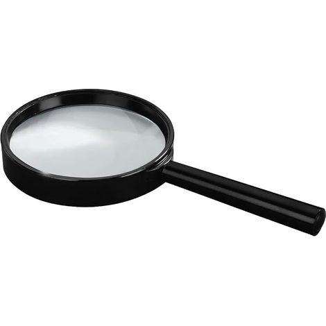 Reading Magnifier Large Magnifying Glass Portable Handheld Jewelry Plastic Lens 75mm Diameter 60mm Handle Black (1/5)