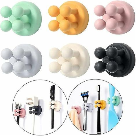 porta spazzolini in silicone, gancio da parete per rasoio, asciugamano, spina, cavo, pratico gancio decorativo (1/5)