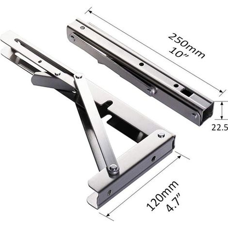 Supporto per mensola pieghevole in acciaio inox, 2 pezzi, supporto per console pieghevole, mensola da parete, capacità di carico 80 kg - 250 mm (1/4)
