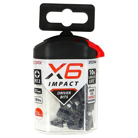 TIMco No.2 x 25mm X6i Impact Pozi Driver Bits Pack Of 10