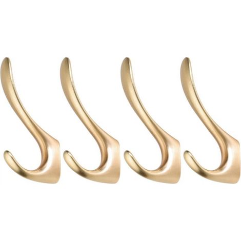 [NON UTILIZZATO] Set di 4 ganci da parete dorati per appendere cappotti, gonne, cappelli, borse, borsette e asciugamani.