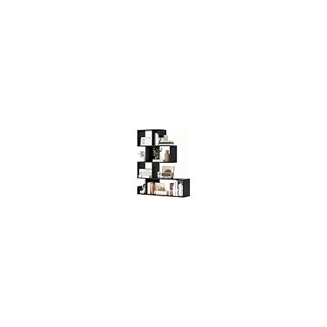 COSTWAY Libreria a Forma di S a 4 Ripiani, Scaffale Aperto Portaoggetti in Legno, Scaffale Verticale Separatore Multifunzionale, per Camera da Letto, Studio, Soggiorno, 80 x 22 x 100 cm (Nero) (1/5)
