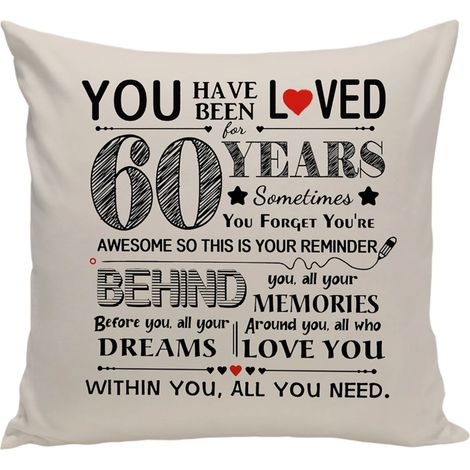 Housse de coussin souvenir pour 60 ans de mariage, cadeau pour couples, parents, femmes, hommes, maman, papa, mari, femme, grand-mère, grand-père, tante, oncle, amis (60 ANS) (1/5)