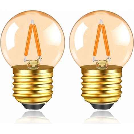 Ampoule LED Edison E27 Vintage 1W, Équivalent 10W, 100LM Blanc Chaud 2200K, Verre Ambré, 220V Mini Globe G40 E27 Ampoule LED à filament Veilleuse Décorative, Non Dimmable, Lot de 2 (1/5)