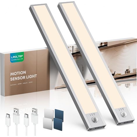 Lampe Placard sans Fil Rechargeable Cuisine sous Meuble - 21cm 1500mAh 6500K Reglette LED Lumiere Armoire Dimmable avec Detecteur de Mouvement Interieur pour Escalier Dressing 2 Pack (1/5)