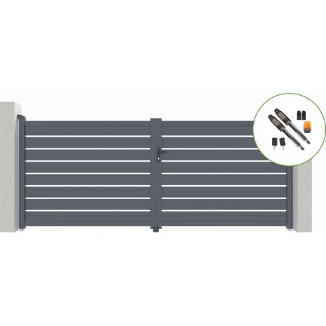 Elektrisches Flügeltor 4 m VOGEL 400 x 160 cm grau + TANKER B700 Motorisierung (1/4)