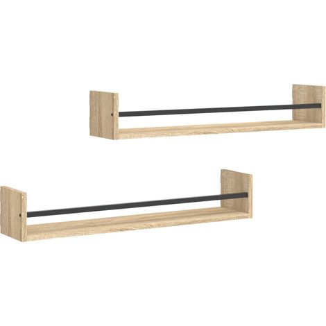Maison Exclusive - Wandregale mit Stangen 2 Stk. Sonoma-Eiche 80x (1/5)