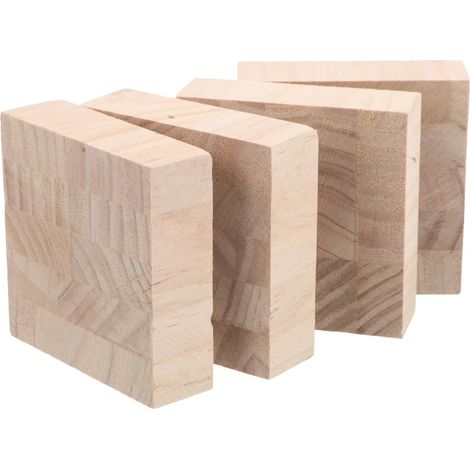 Lot de 4 Rehausseurs de Meubles Robustes en Bois Beige Carrés pour Lits et Tables Support Solide Antidérapant pour Protection et Stabilité (1/5)