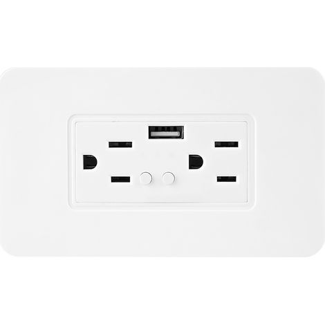 Prise murale intelligente Wi-Fi avec port USB et commande vocale pour Google Home et Alexa (norme US 90-125 V). (1/5)