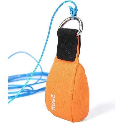 Lancer Polyvalent en Nylon Sac De Corde, Lanceur De Fronde Extérieur Sac Lancer Corde avec Anneau en D Sac De Sable d'escalade pour l'escalade dans Les Arbres Orange (1/5)