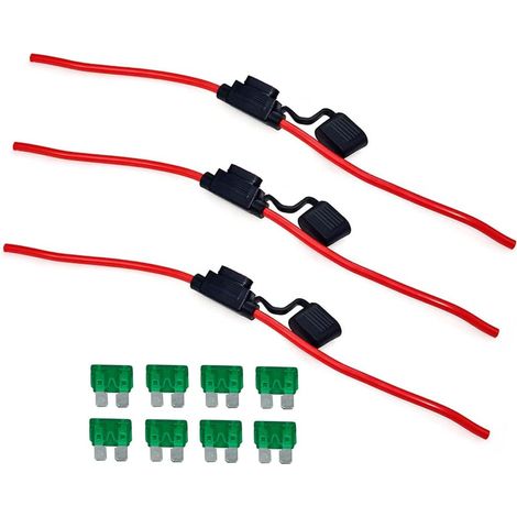Automobile Car Truck En Ligne 12 AWG Fusible Porte-fusible pour Standard Lame Fusible 3 Pièces + 8 Pièces Standard Lame Fusible 30Apm (1/5)