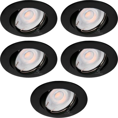 Lot de 5 Spots Aluminium Orientable Noir Mat avec GU10 LED de 5W eqv. 50W Blanc Neutre 4000K (1/5)